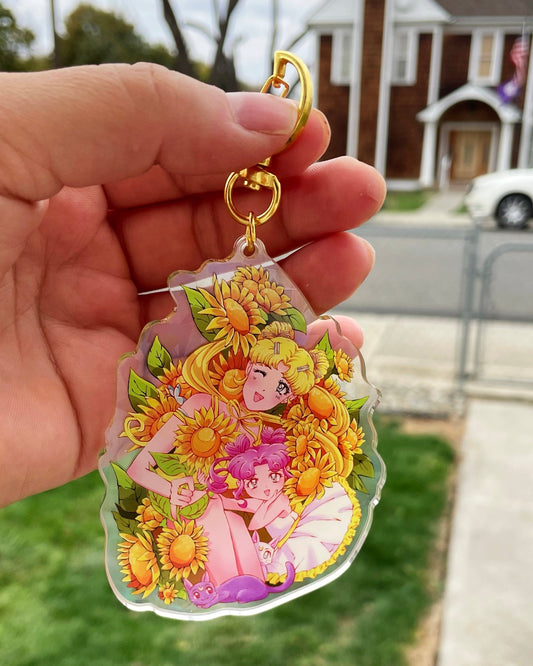 ChibiChibi + Usagi Sunflower Moon Keychain