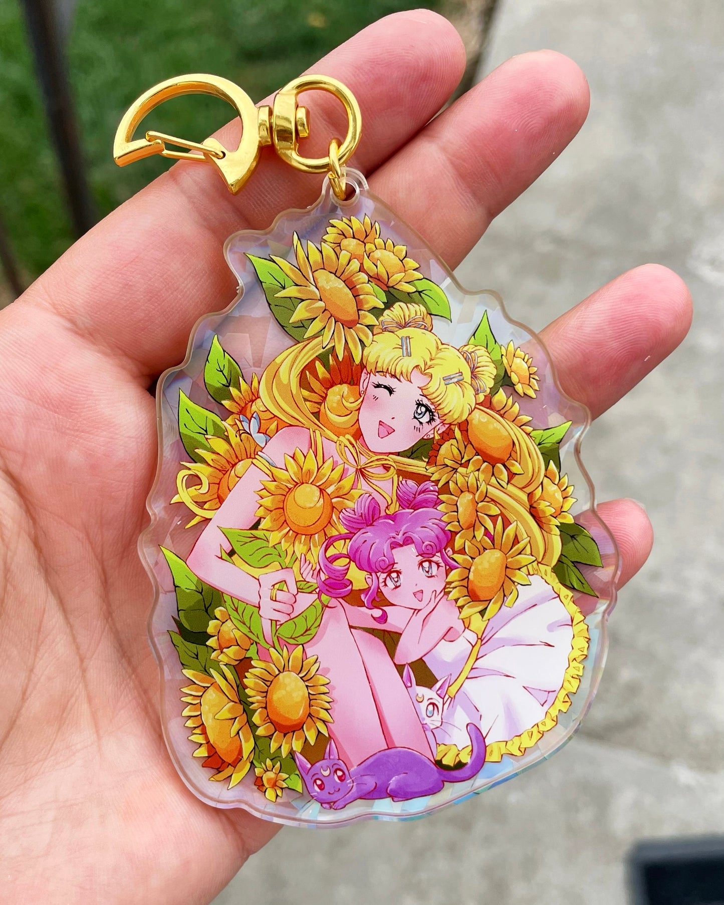 ChibiChibi + Usagi Sunflower Moon Keychain