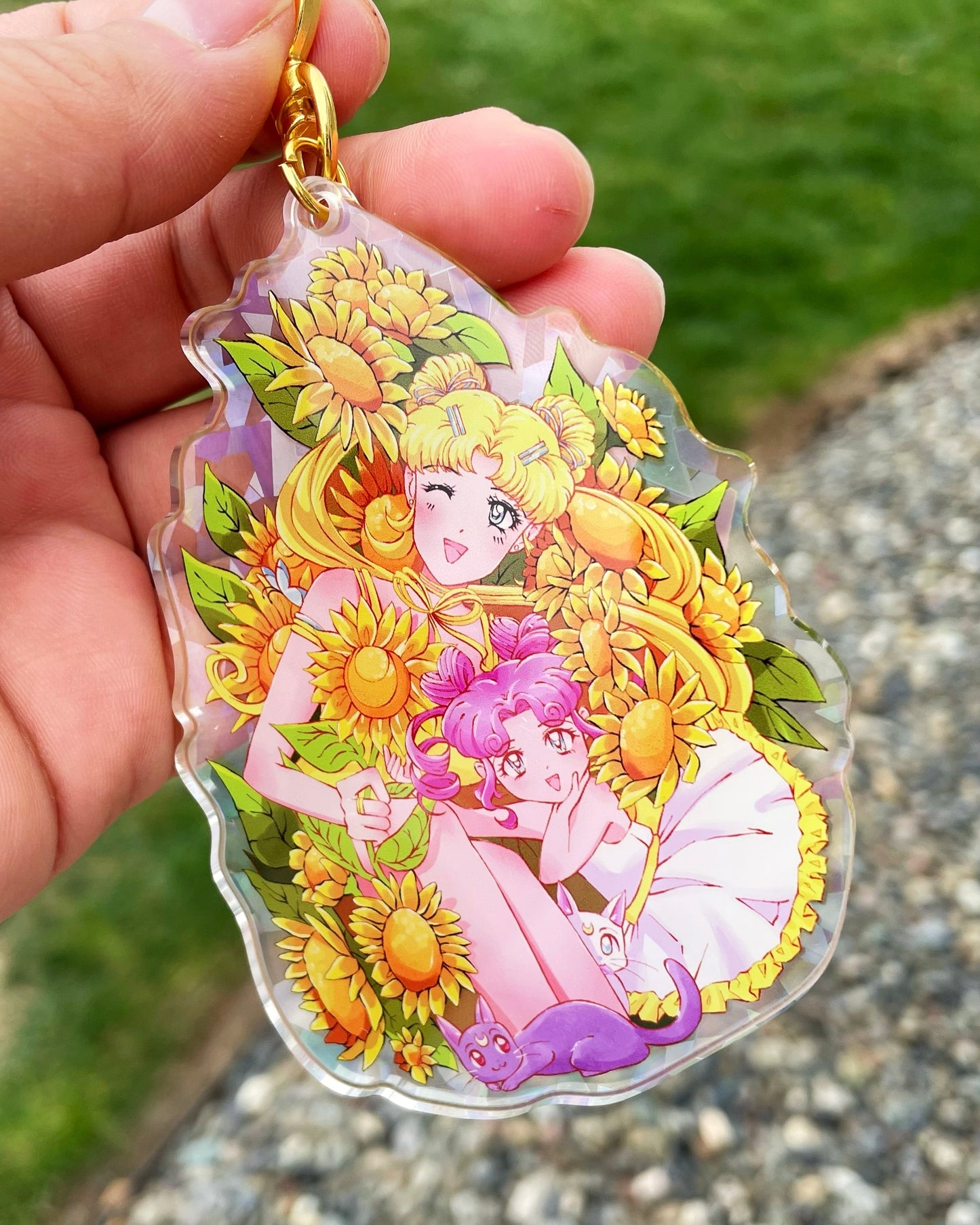 ChibiChibi + Usagi Sunflower Moon Keychain