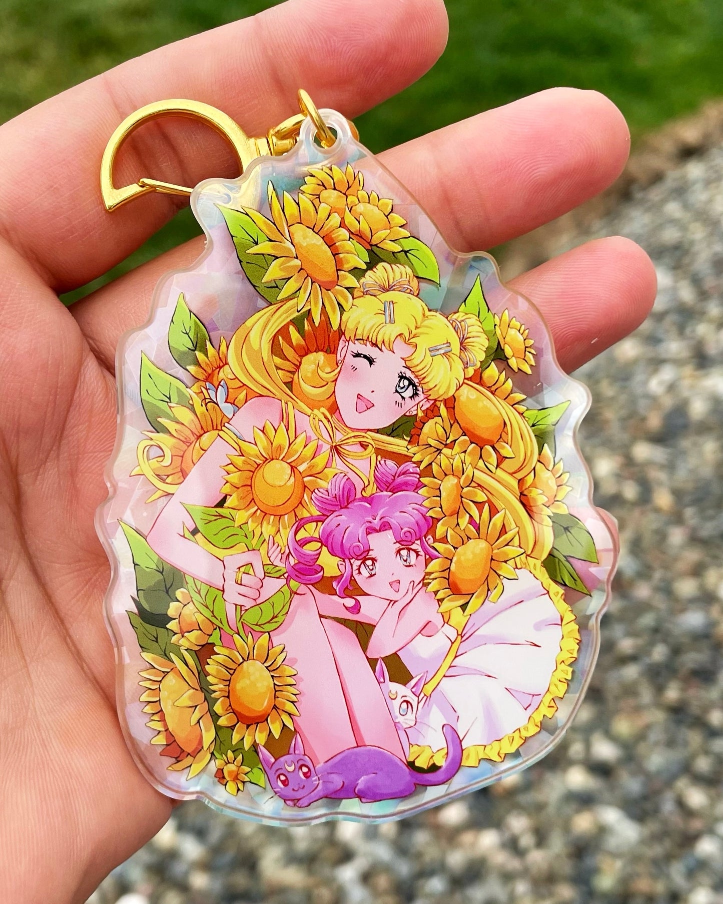 ChibiChibi + Usagi Sunflower Moon Keychain